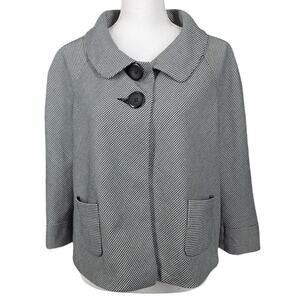 ALLISON TAYLOR WOMEN’S JACKET – SIZE 8 – GRAY TEXTURED 2-BUTTON – 3/4 SLEEVES